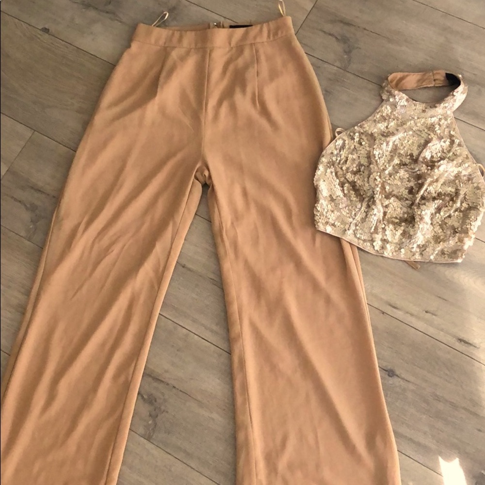 Shiny top with matching pants